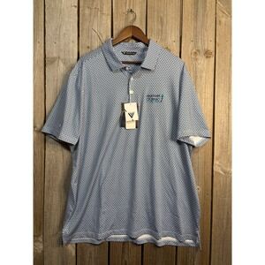 Levelwear Reach Polo Mens 2XL Blue Geometric Cognizant Classic Golf Shirt NWT